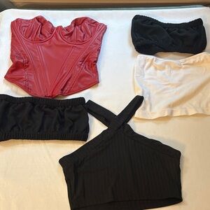 Red, Black, and White Women's Tops Set - size small